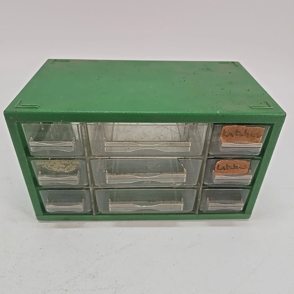 Vintage 9 Drawer Green Storage Parts‎ Bin Organizer